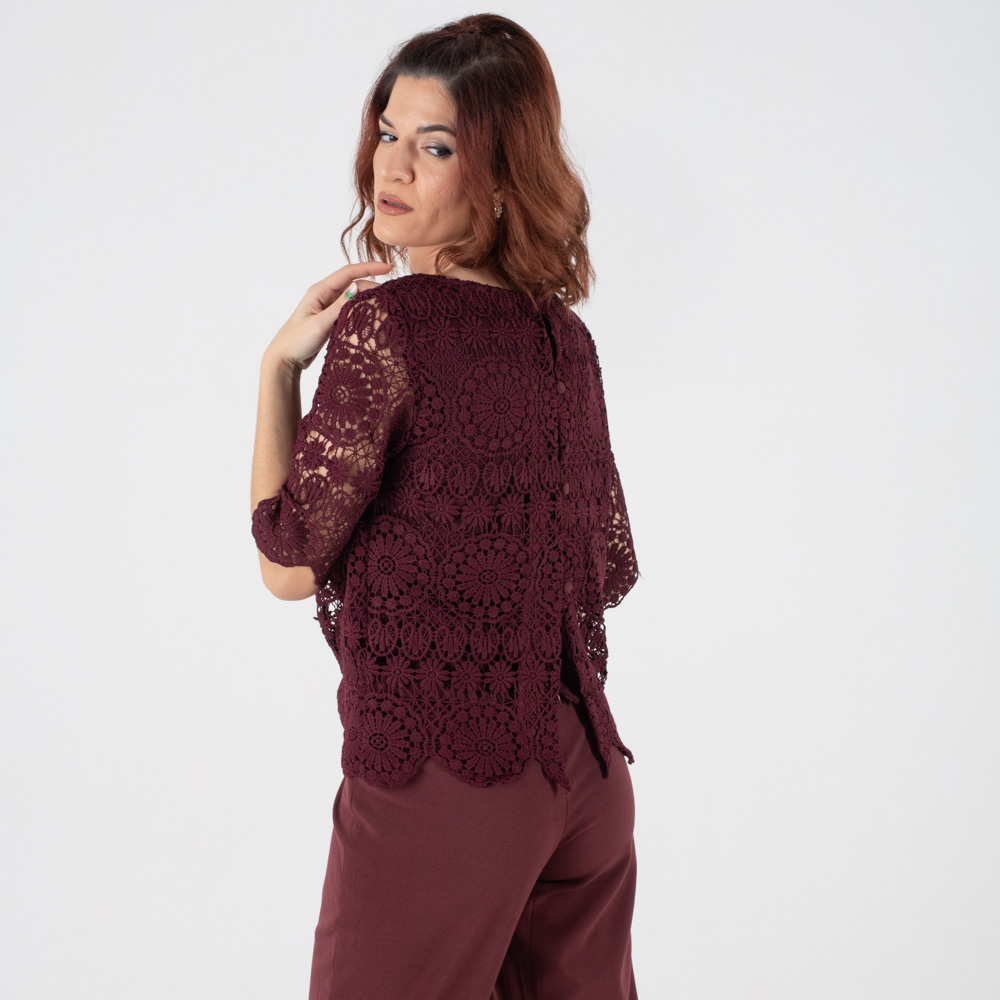 Forel Μπορντό Μπλούζα από Δαντέλα - Image 3