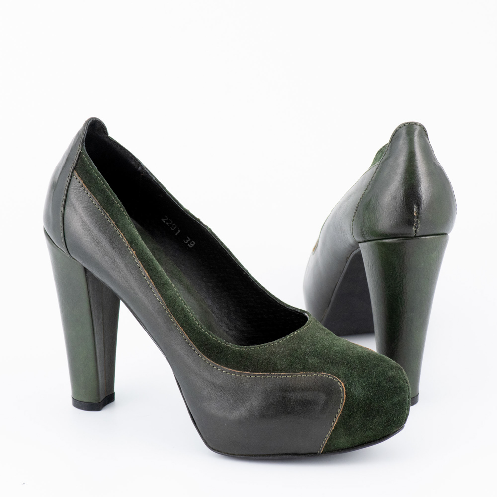 Lara Dee Γόβες Γυναικείες Δερμάτινες Κυπαρισσί με Φιάπα και Ψηλό Τακούνι - Image 4