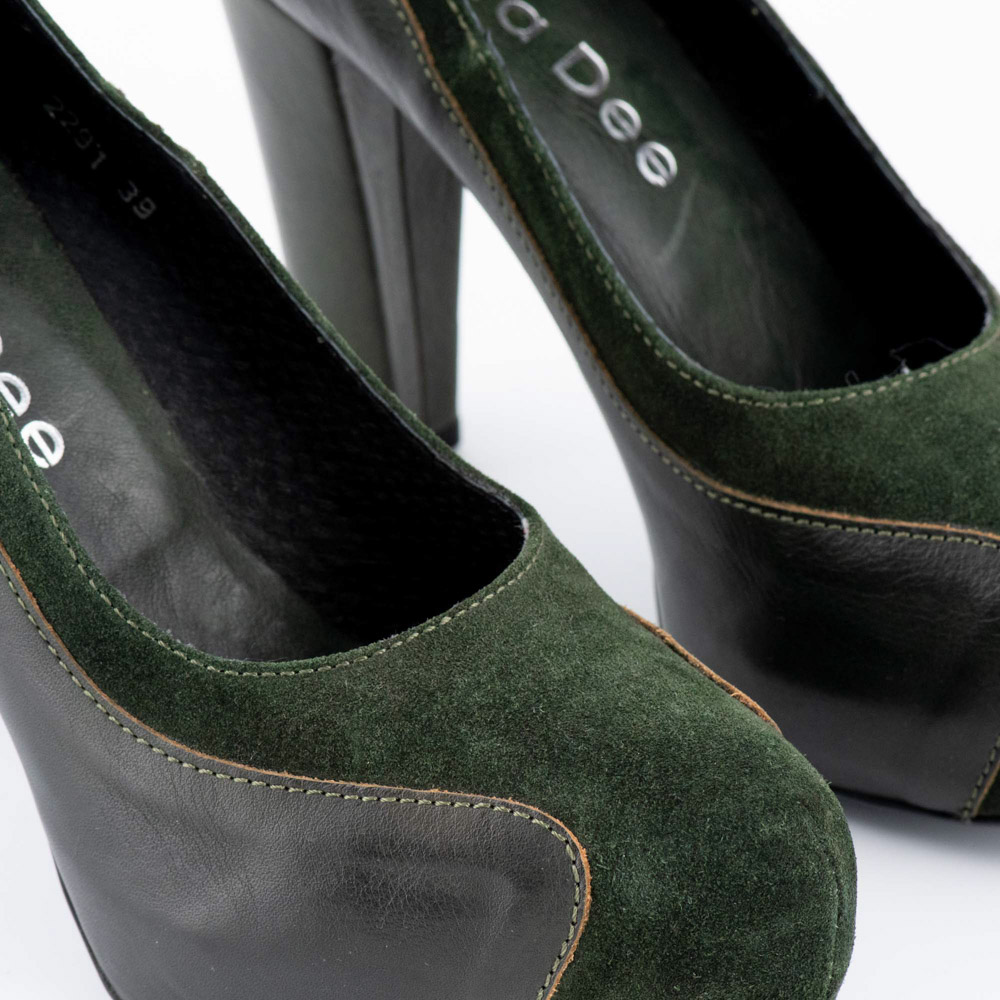 Lara Dee Γόβες Γυναικείες Δερμάτινες Κυπαρισσί με Φιάπα και Ψηλό Τακούνι - Image 3