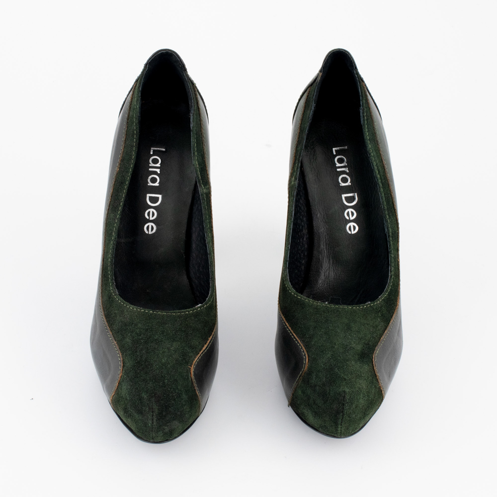 Lara Dee Γόβες Γυναικείες Δερμάτινες Κυπαρισσί με Φιάπα και Ψηλό Τακούνι - Image 2