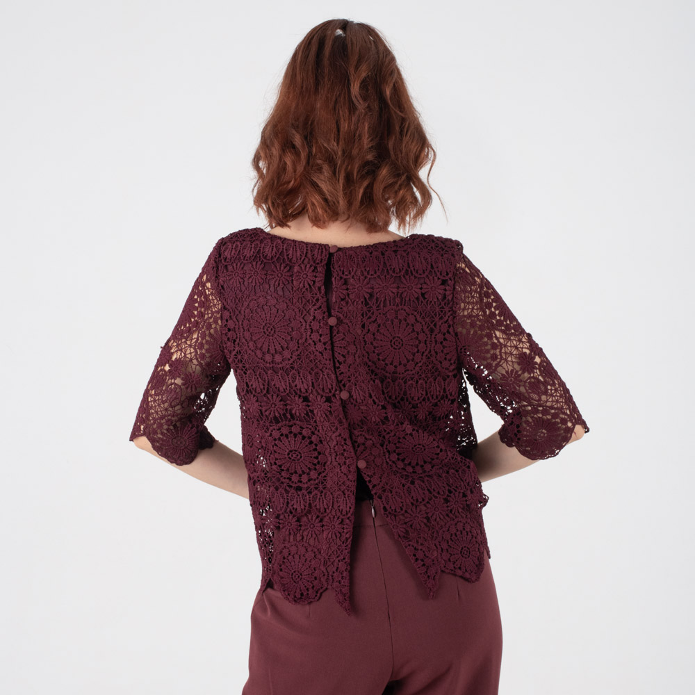 Forel Μπορντό Μπλούζα από Δαντέλα - Image 5