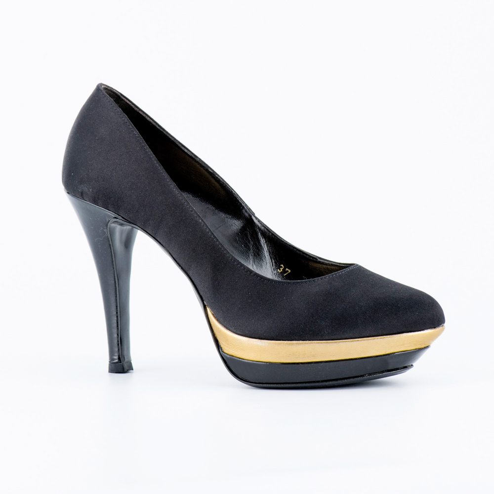 Lisa koskeri Σατέν Μαύρες Γόβες με Φιάπα και Ψηλό Τακούνι - Image 2