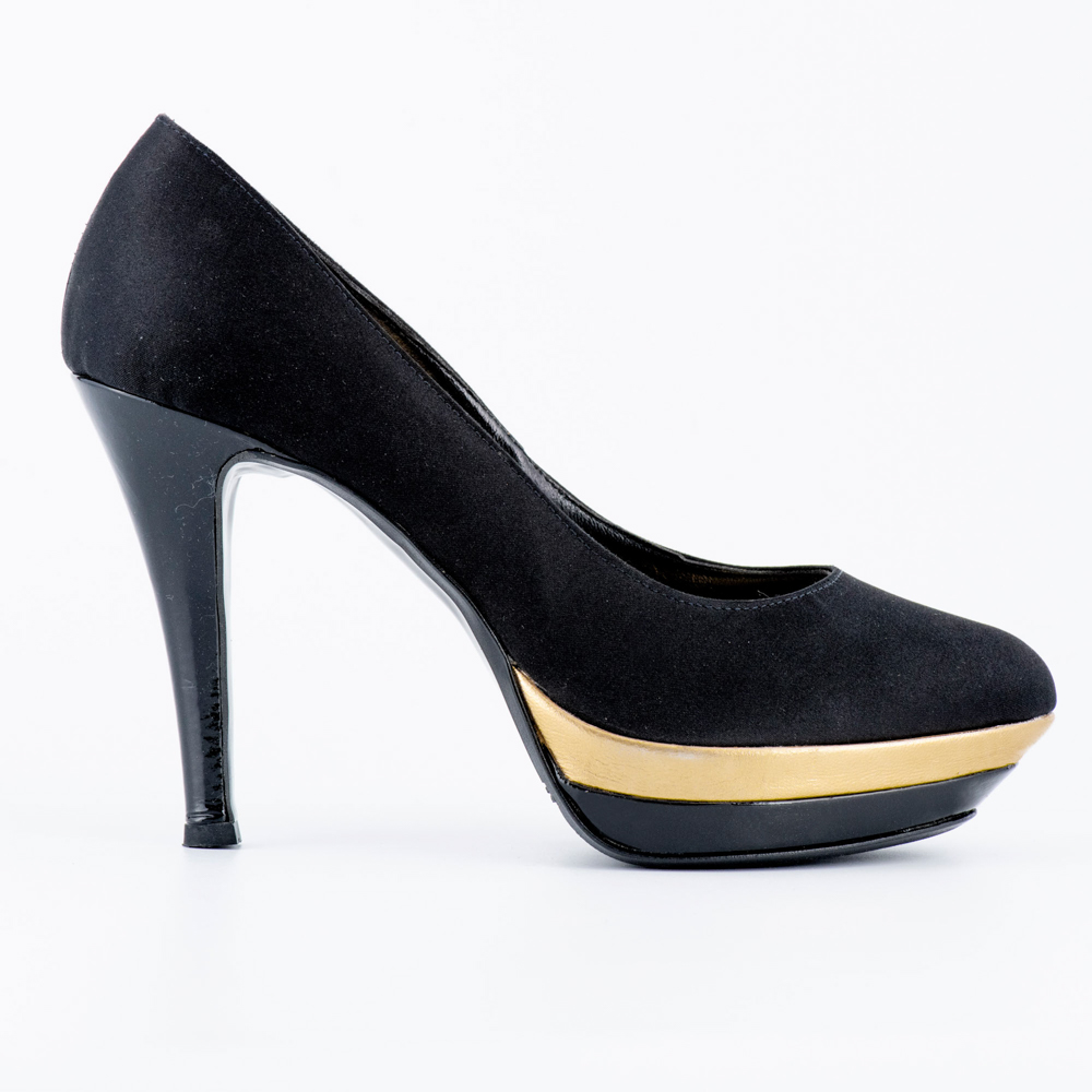 Lisa koskeri Σατέν Μαύρες Γόβες με Φιάπα και Ψηλό Τακούνι - Image 3