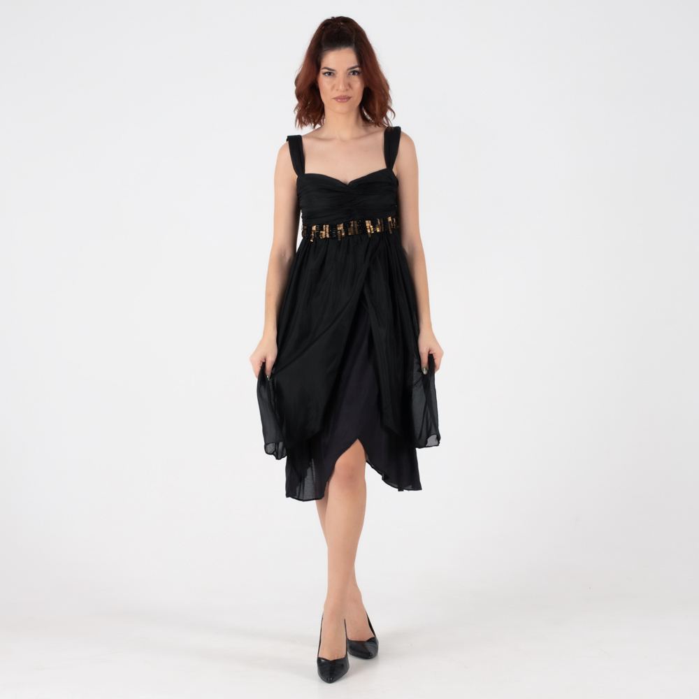 Fullah Sugah Γυναικείο Μεταξωτό Μαύρο Midi Φόρεμα - Image 7