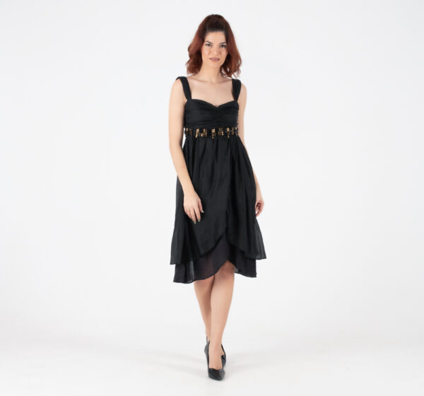 Fullah Sugah Γυναικείο Μεταξωτό Μαύρο Midi Φόρεμα