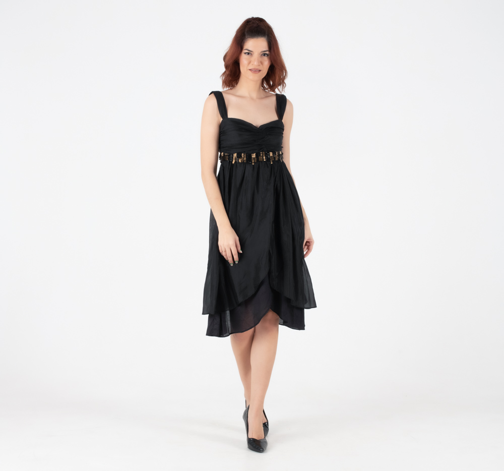 Fullah Sugah Γυναικείο Μεταξωτό Μαύρο Midi Φόρεμα