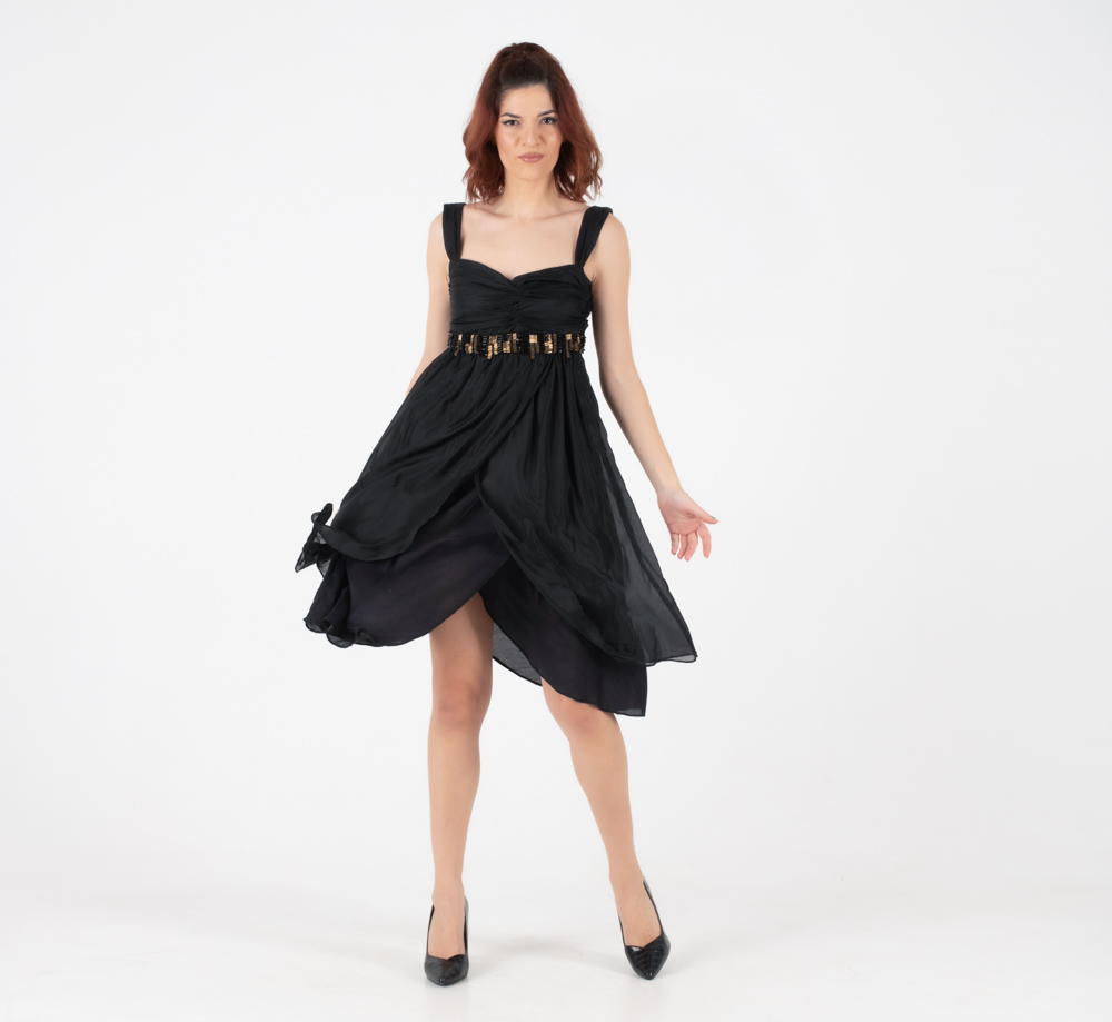 Fullah Sugah Γυναικείο Μεταξωτό Μαύρο Midi Φόρεμα - Image 2