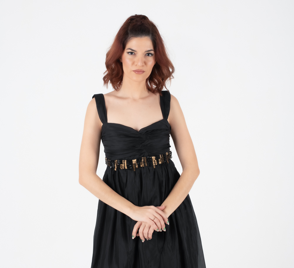 Fullah Sugah Γυναικείο Μεταξωτό Μαύρο Midi Φόρεμα - Image 5