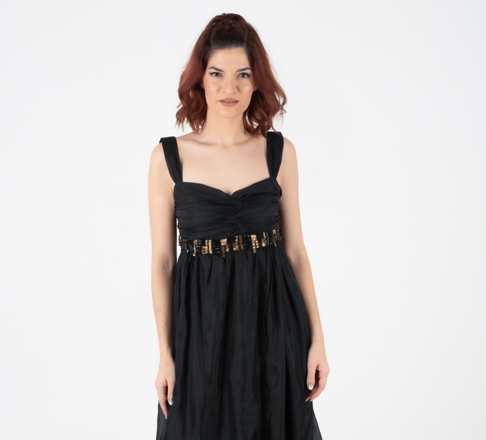 Fullah Sugah Γυναικείο Μεταξωτό Μαύρο Midi Φόρεμα - Image 6