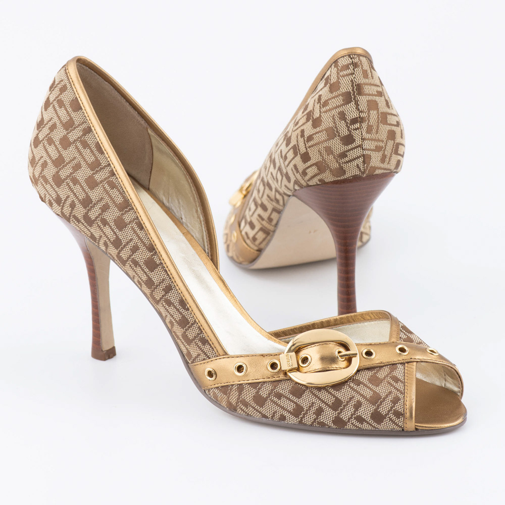 Guess Marciano Μπεζ/Χρυσό Πέδιλο με Ψηλό Τακούνι - Image 5