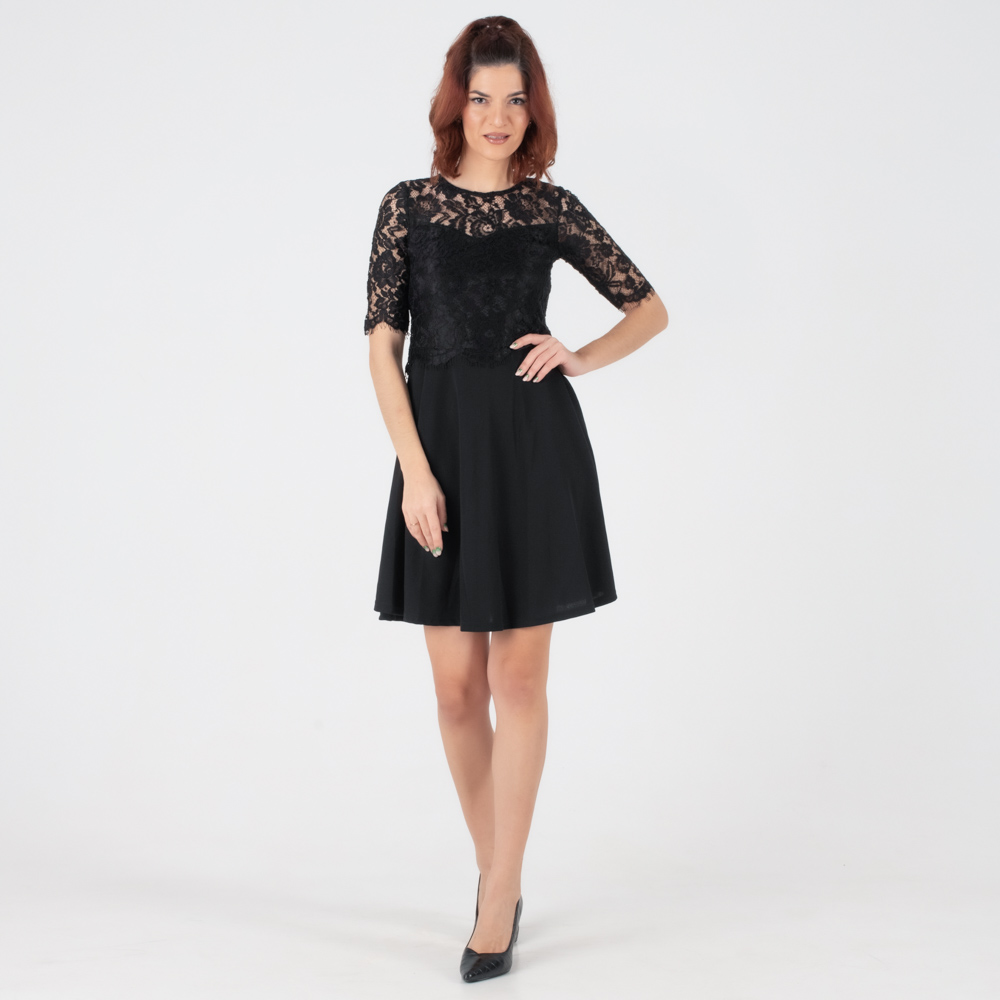 Fullah Sugah Γυναικείο Φόρεμα Μαύρο με Δαντέλα