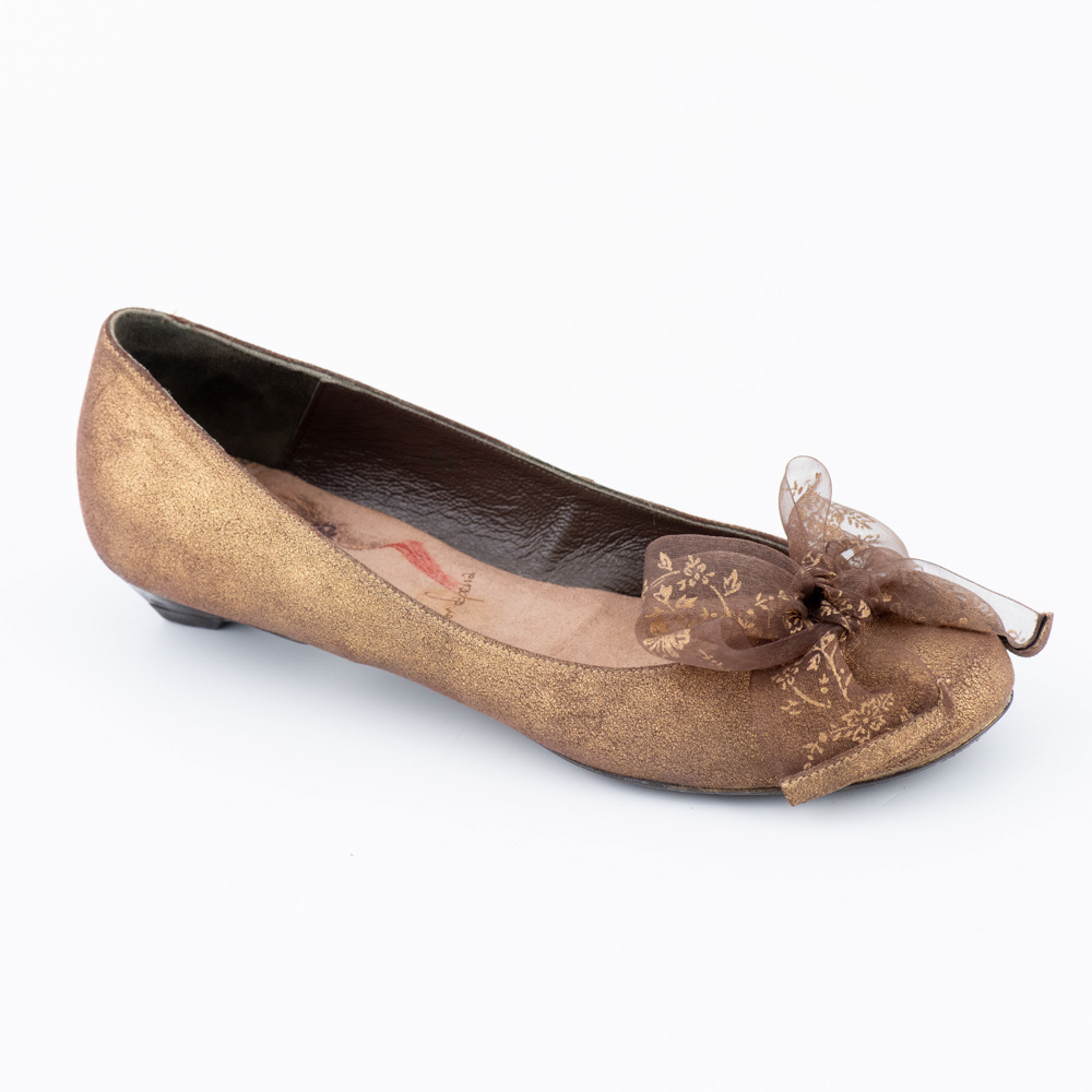Salvadorsapena Vintage Γυναικείες Δερμάτινες Bronze Μπαλαρίνες - Image 2