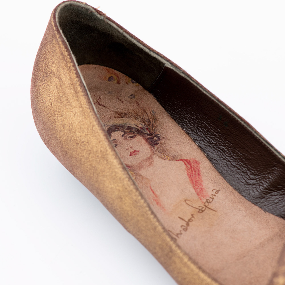 Salvadorsapena Vintage Γυναικείες Δερμάτινες Bronze Μπαλαρίνες - Image 3