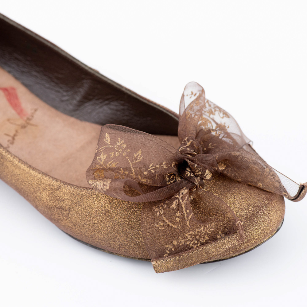 Salvadorsapena Vintage Γυναικείες Δερμάτινες Bronze Μπαλαρίνες - Image 4