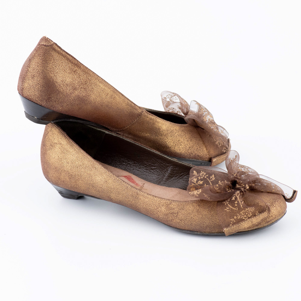 Salvadorsapena Vintage Γυναικείες Δερμάτινες Bronze Μπαλαρίνες - Image 6