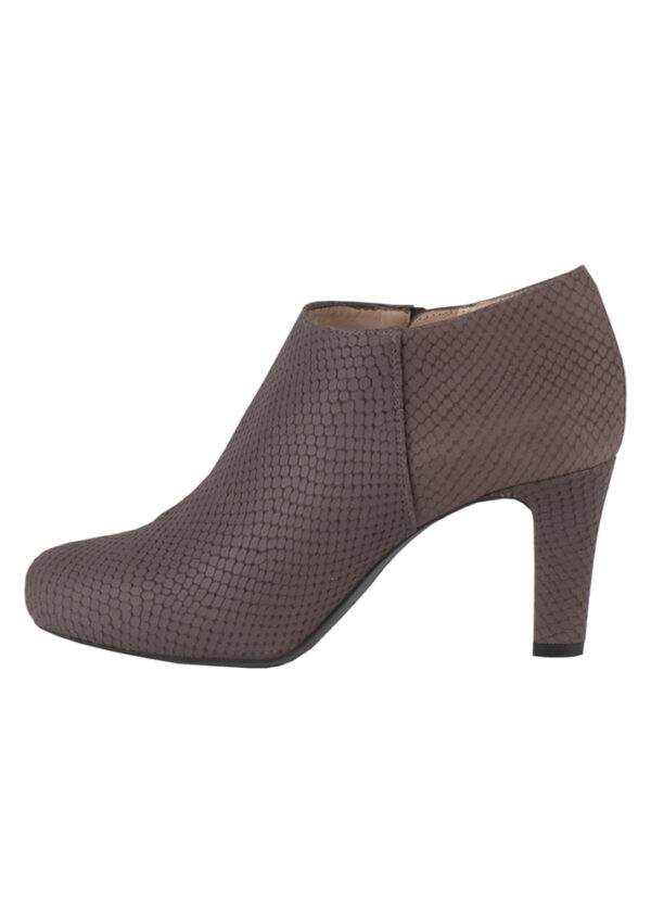 Unisa Γκρι-Μπεζ Μποτάκια με Εφέ Φίδι και Ψηλό Τακούνι