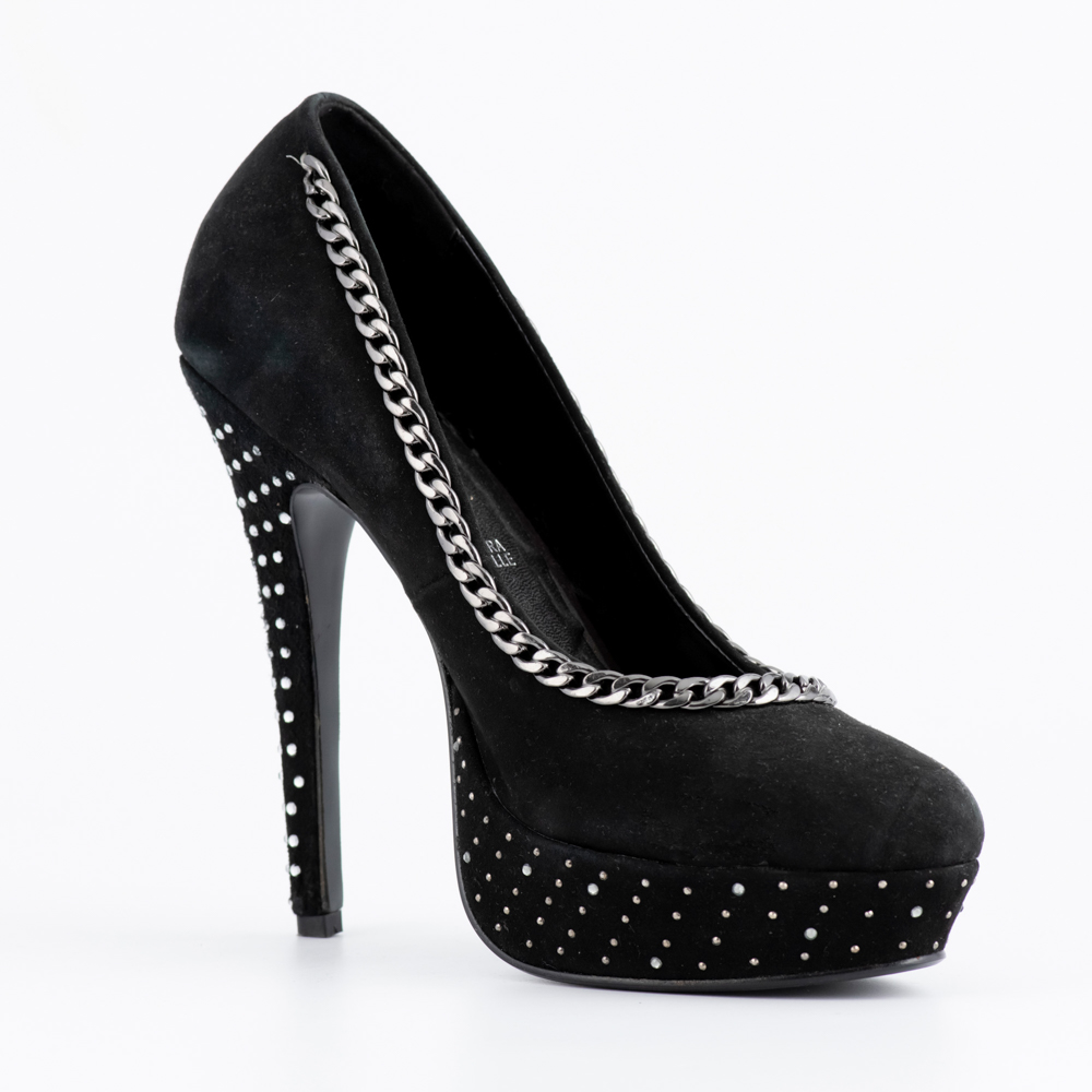 Relish Μαύρες Καστόρινες Γόβες με Φιάπα και Ψηλό Τακούνι - Image 2