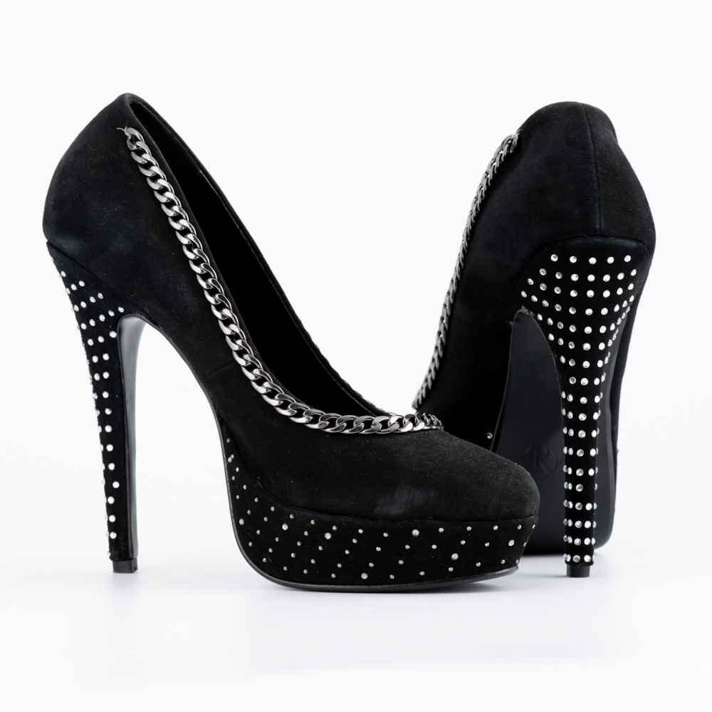 Relish Μαύρες Καστόρινες Γόβες με Φιάπα και Ψηλό Τακούνι - Image 3