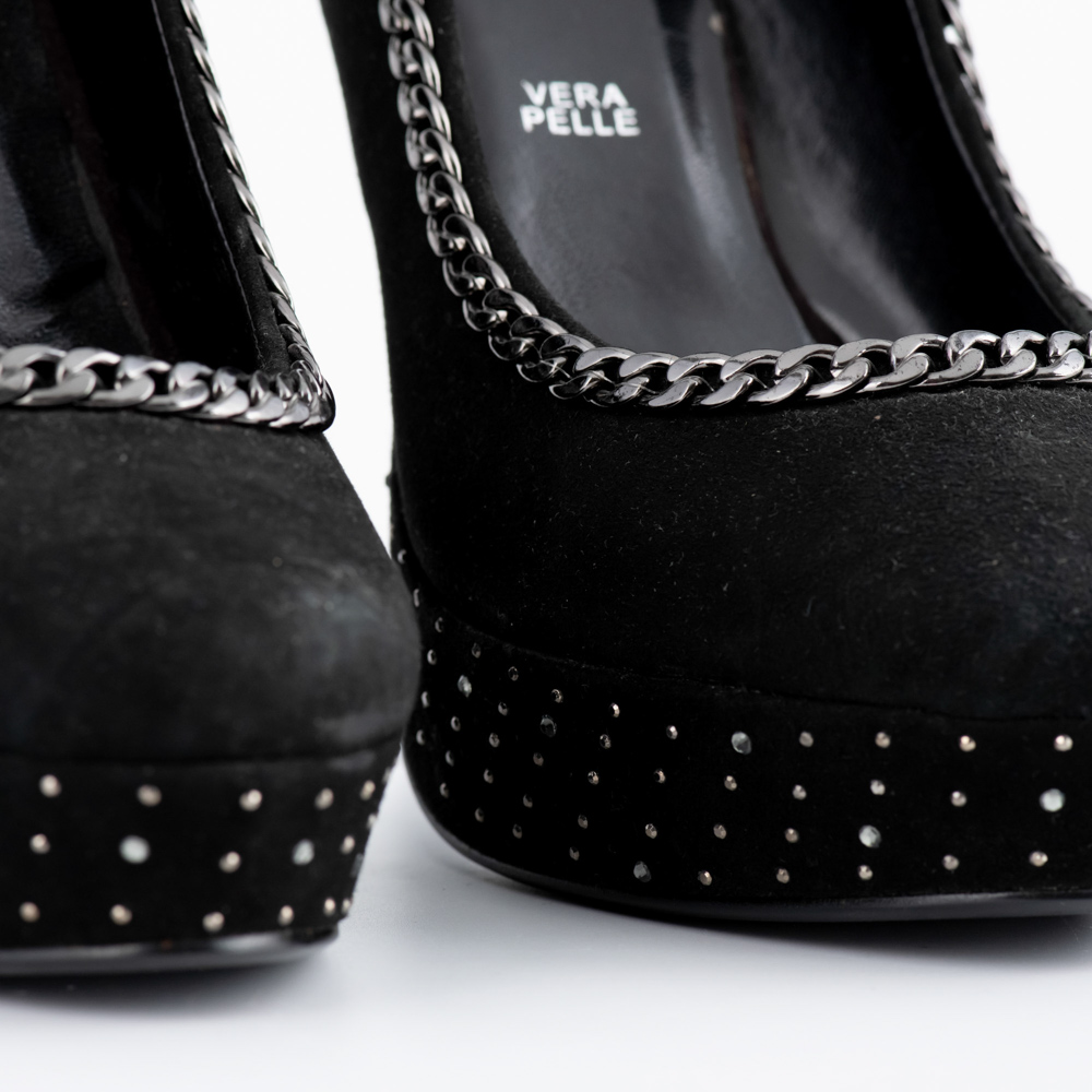 Relish Μαύρες Καστόρινες Γόβες με Φιάπα και Ψηλό Τακούνι - Image 5