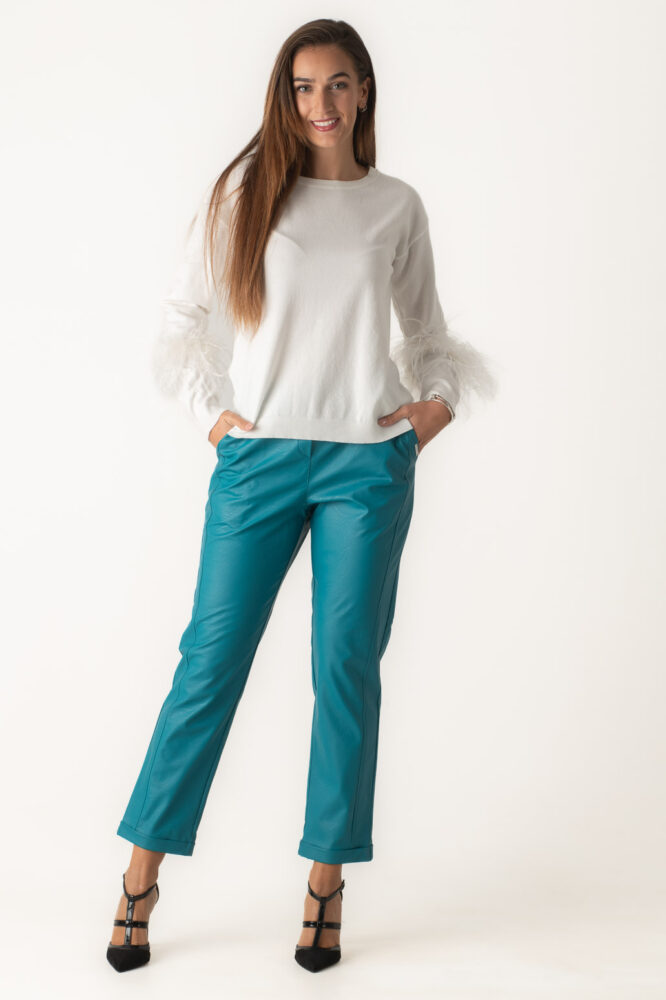 Le Vertige Παντελόνι Δερματίνη Πετρόλ - Image 4