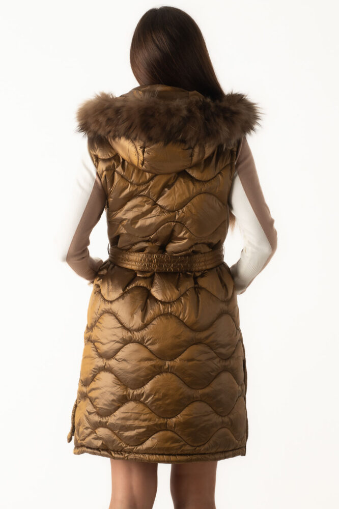 Gianni Morati Μπούφαν Αμάνικο Καφέ Ιριδίζον με Κουκούλα - Image 2