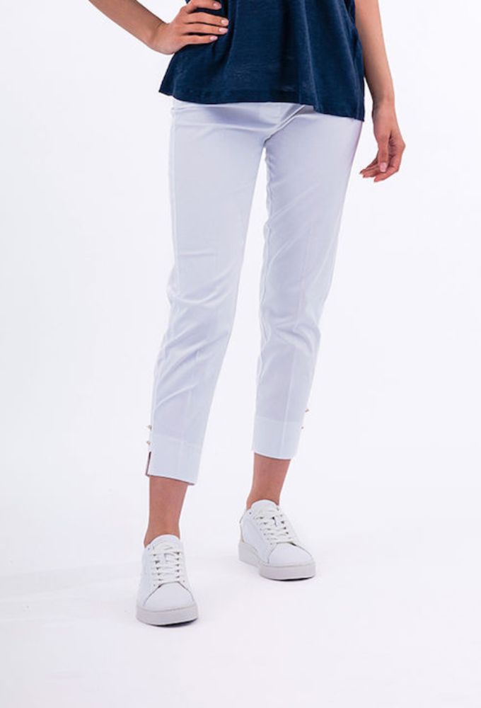 Forel Γυναικείο Υφασμάτινο Capri Παντελόνι σε Slim Εφαρμογή Λευκό