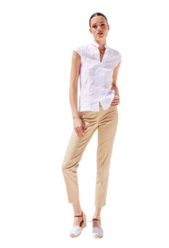 Forel Γυναικείο Υφασμάτινο Capri Παντελόνι σε Slim Εφαρμογή Μαύρο Μπεζ - Image 2