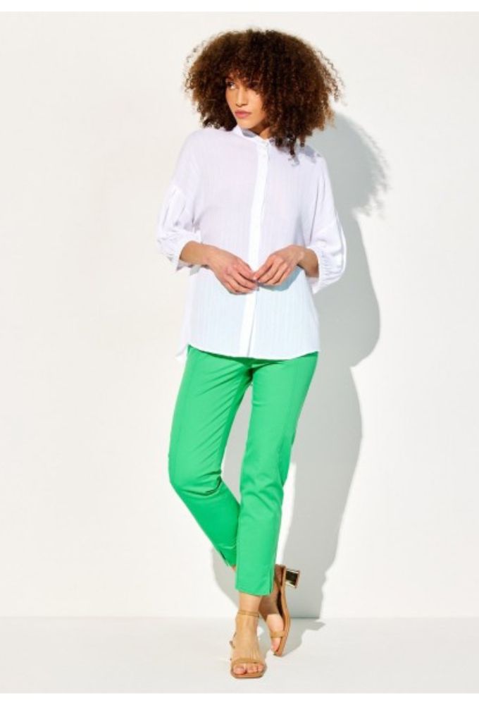 FOREL Πράσινο Ελαστικό Παντελόνι σε Στενή Γραμμή - Image 4