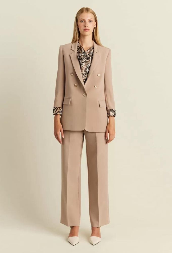 Forel Σακάκι Μπεζ με Μανσέτες σε Animal Print - Image 2