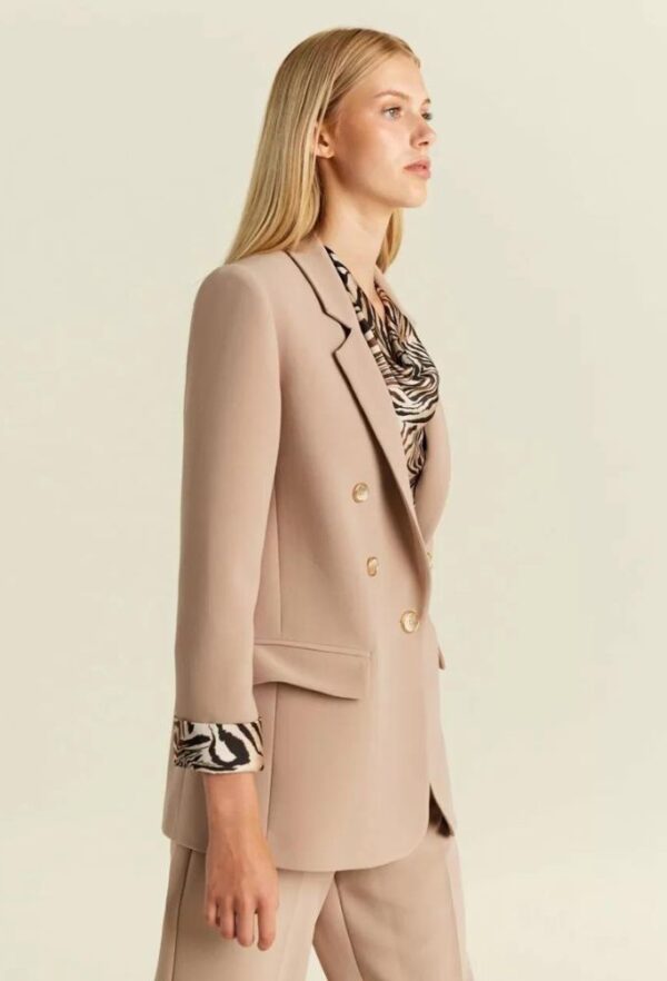 Forel Σακάκι Μπεζ με Μανσέτες σε Animal Print