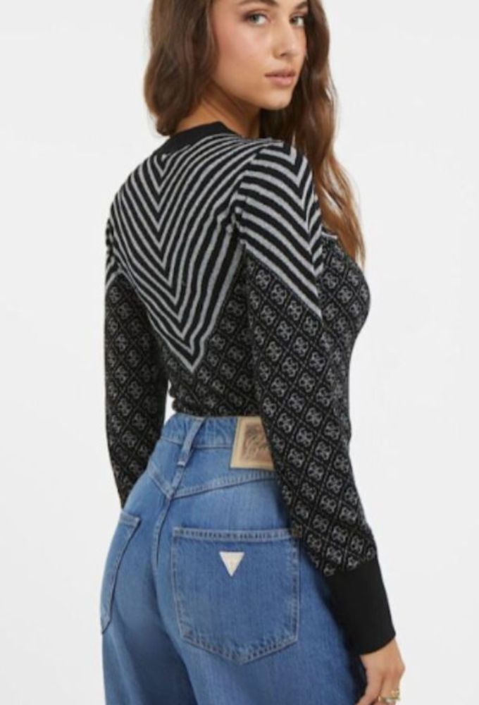 Guess Γυναικείο Πουλόβερ Μαύρο-Ασημί - Image 2