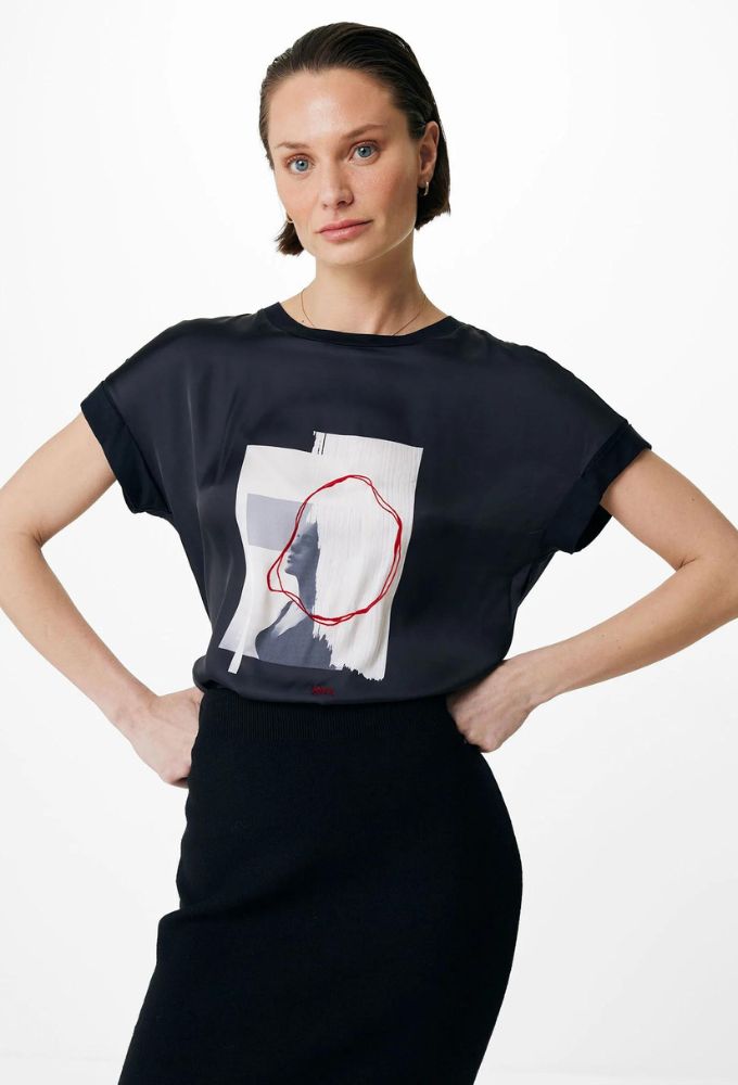 Mexx Fashion Γυναικείο T-shirt Μαύρο με Στάμπα