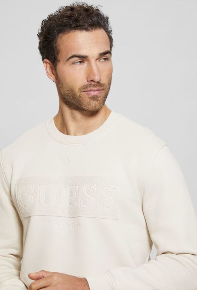 Guess Ανδρικό Φούτερ Ιβουάρ - Image 3