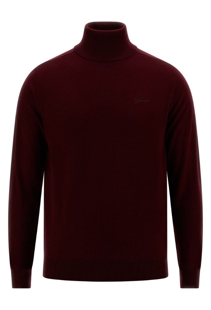 Guess Πουλόβερ Μπορντό Ζιβάγκο από Σύμμεικτο Μετάξι - Image 4