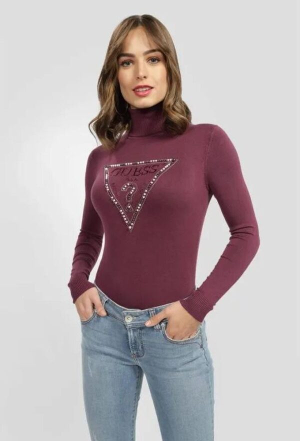Guess Μακρυμάνικο Γυναικείο Πουλόβερ Μπορντό