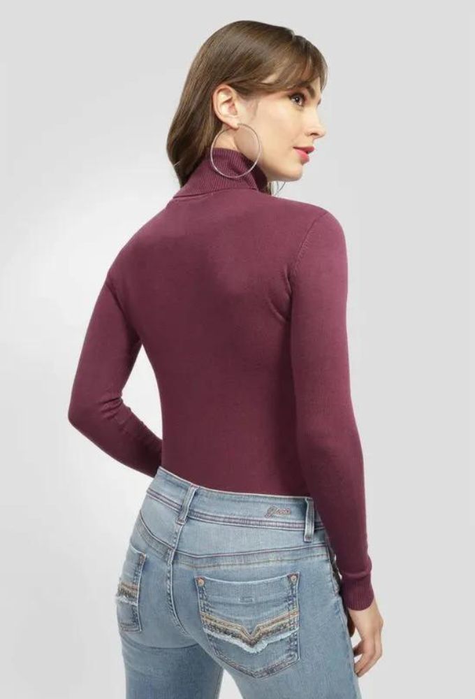 Guess Μακρυμάνικο Γυναικείο Πουλόβερ Μπορντό - Image 4
