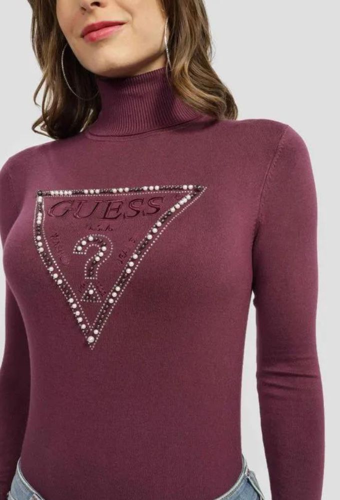 Guess Μακρυμάνικο Γυναικείο Πουλόβερ Μπορντό - Image 2