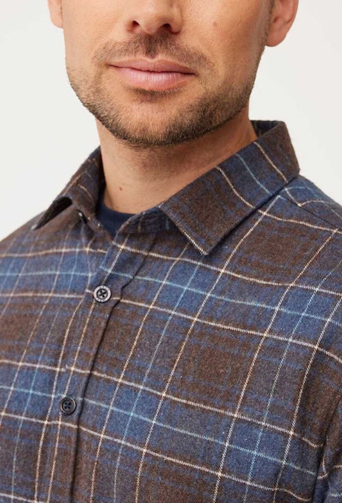 Mexx Fashion Ανδρικό Πουκάμισο με Κανονική Γραμμή Μακρυμάνικo Καρό Μπλε - Image 4