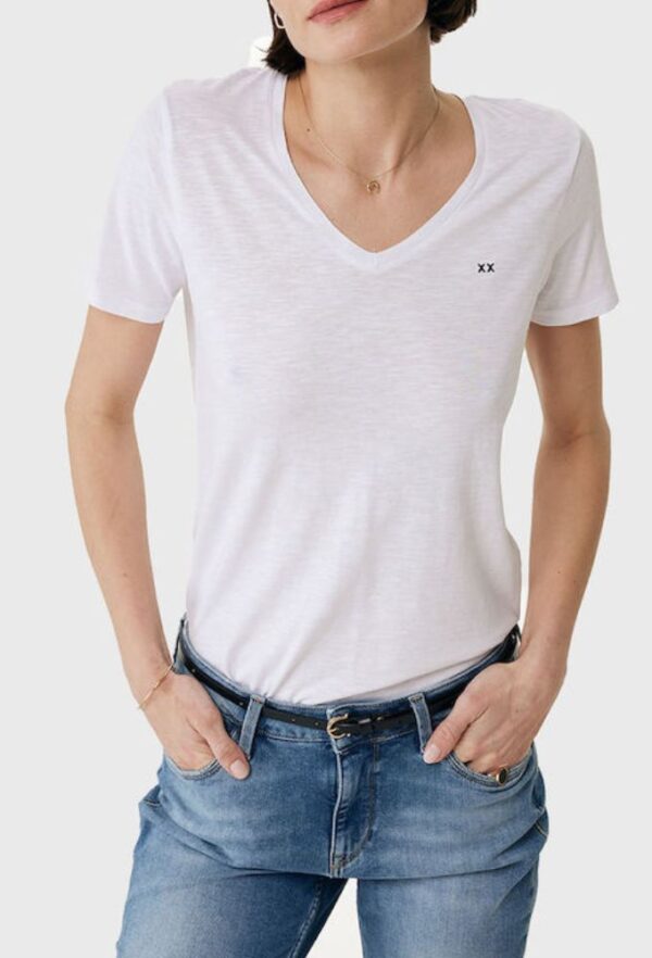 Mexx Fashion Γυναικείο Αθλητικό T-shirt με V Λαιμόκοψη Λευκό
