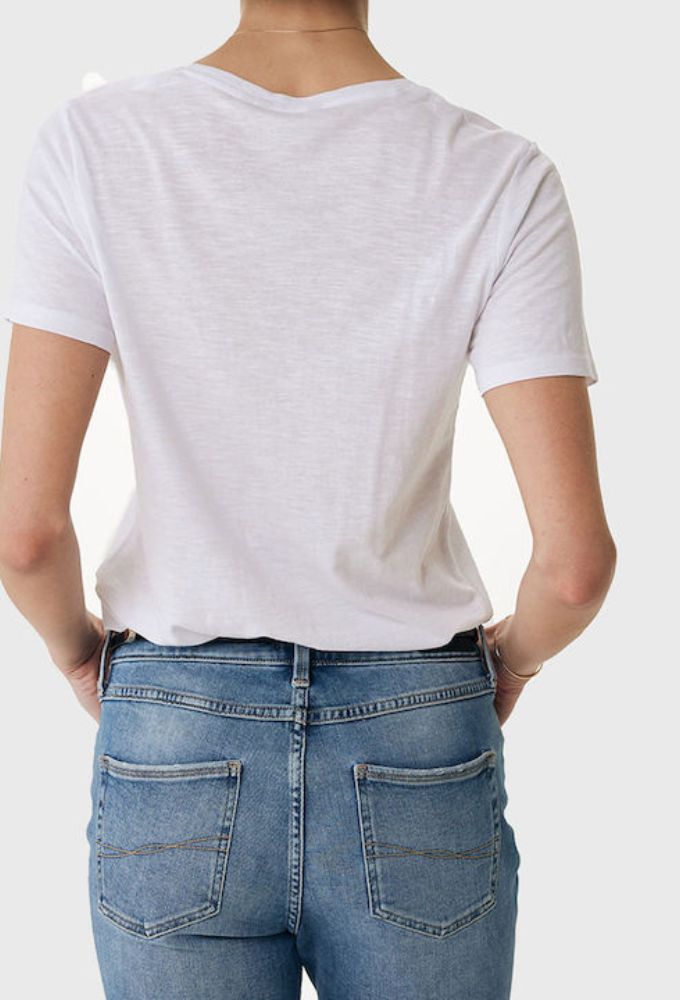 Mexx Fashion Γυναικείο Αθλητικό T-shirt με V Λαιμόκοψη Λευκό - Image 3