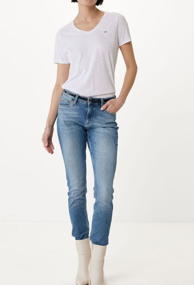 Mexx Fashion Γυναικείο Αθλητικό T-shirt με V Λαιμόκοψη Λευκό - Image 4