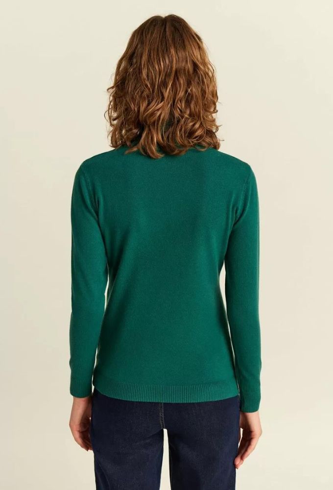 Forel Μακρυμάνικο Γυναικείο Πουλόβερ με Ζιβάγκο Πράσινο - Image 2