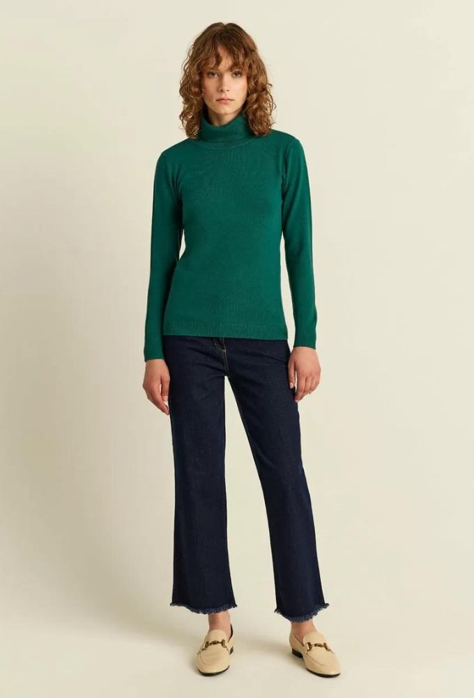 Forel Μακρυμάνικο Γυναικείο Πουλόβερ με Ζιβάγκο Πράσινο - Image 4