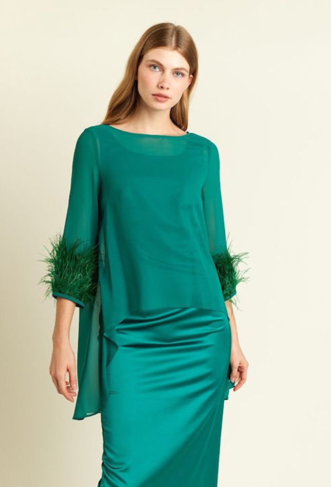 Forel Maxi Βραδινό Φόρεμα Σατέν Πράσινο - Image 2