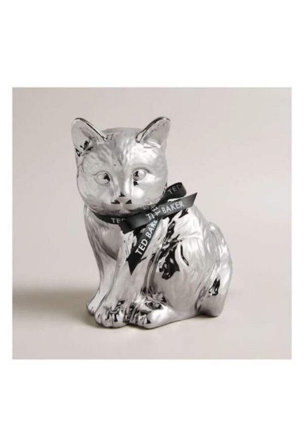 Ted Baker Διακοσμητική Γάτα Κουμπαράς από Κεραμικό  Ασημί