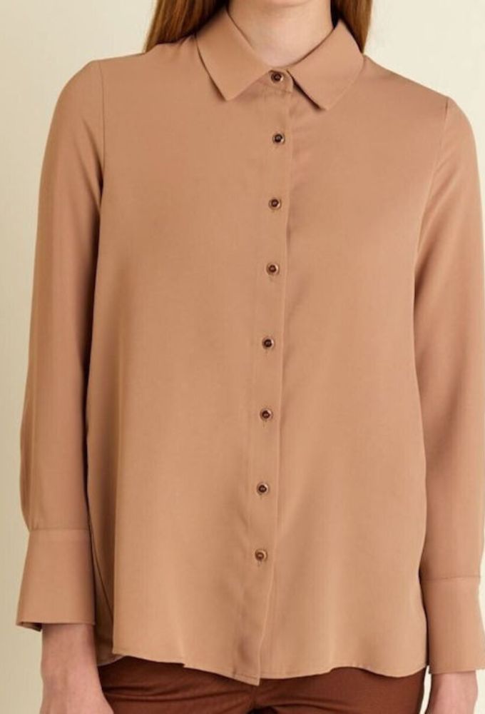 Forel Μακρυμάνικο Γυναικείο Πουκάμισο Καμηλό - Image 6