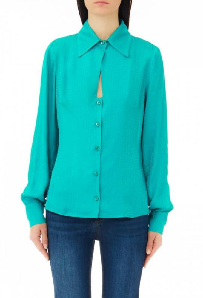 Liu Jo Γυναικείο Πουκάμισο Μονόχρωμο Πράσινο Σμαραγδί