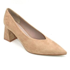 Corina Γόβες Μπεζ με Τετράγωνο Τακούνι