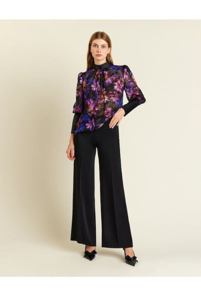 Forel Γυναικεία Κρεπ Παντελόνα Μαύρη - Image 3