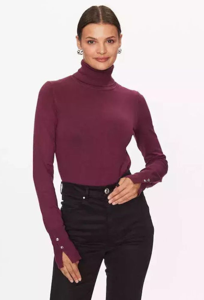 Guess Μακρυμάνικο Γυναικείο Πουλόβερ με Ζιβάγκο Μπορντό - Image 4